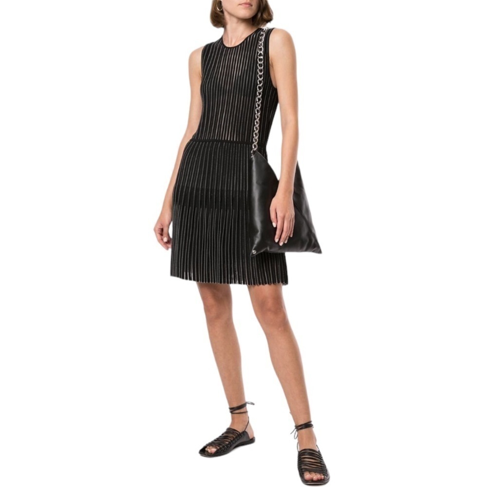 Dion Lee Knit Lustrate Godet Pleat Mini Dress In Black